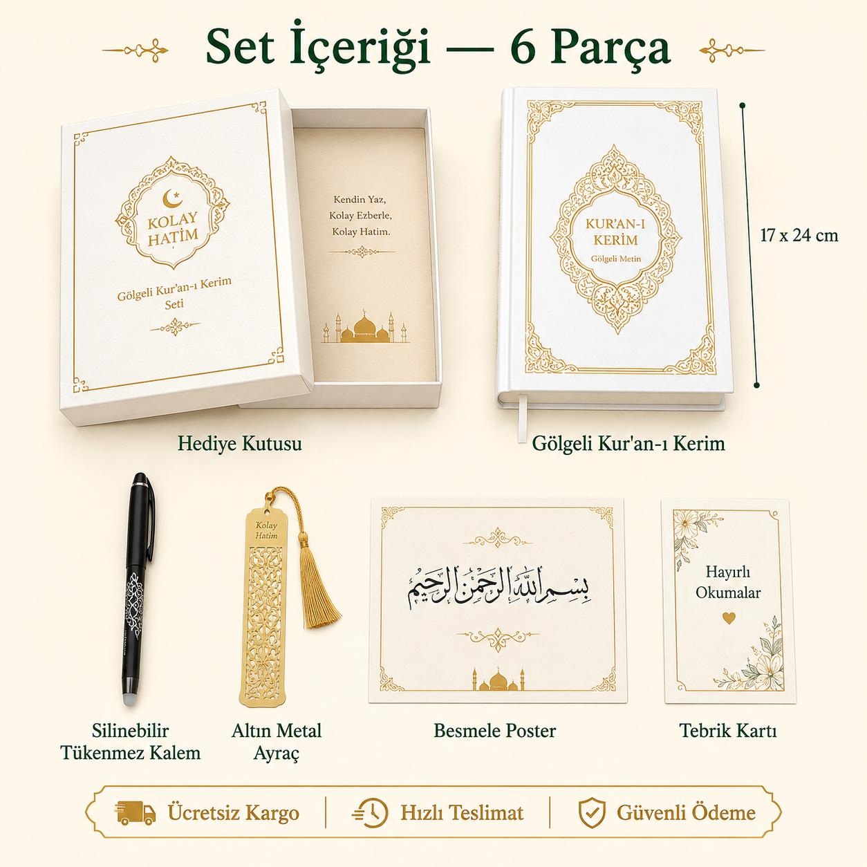 Gölgeli Kur'an-I Kerim Seti | Yazarak Öğren Kalbine Yaz